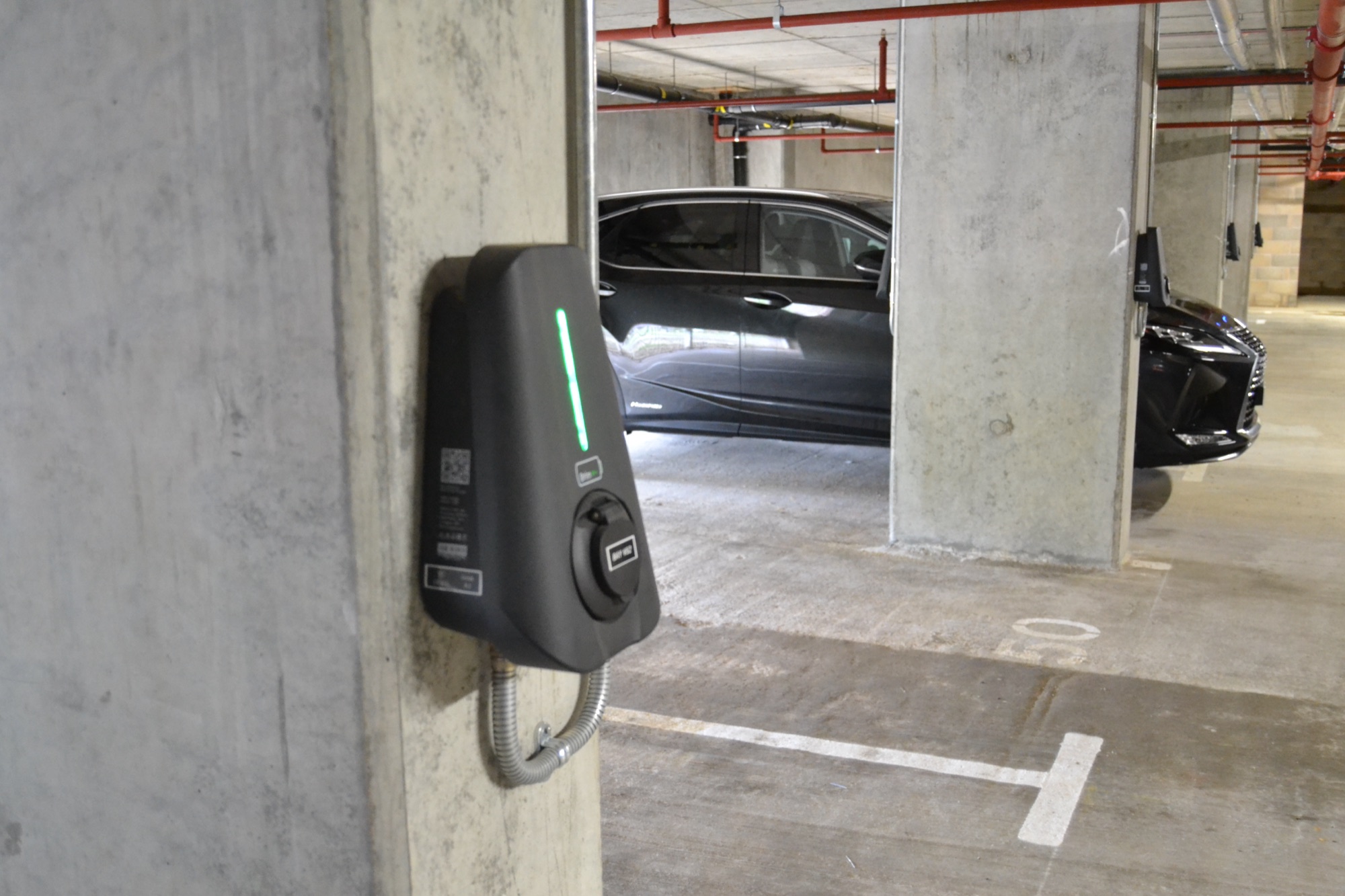 A rank of Brim chargers serving a car park