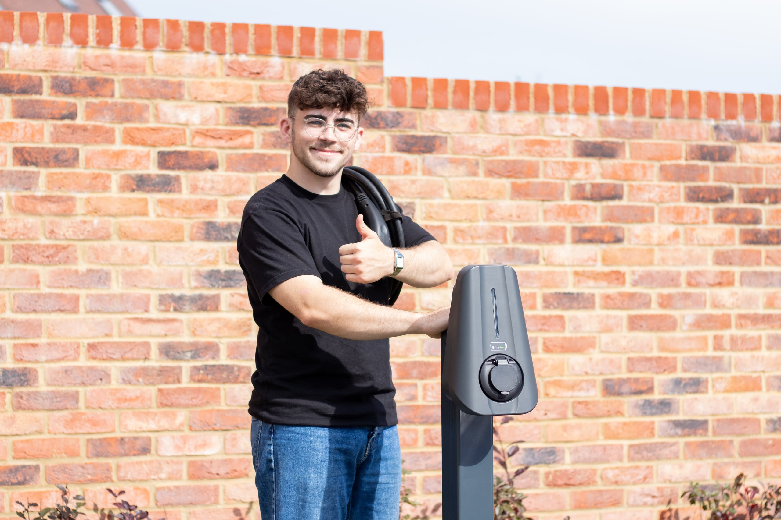 A Brim charger installed outside a new-build home